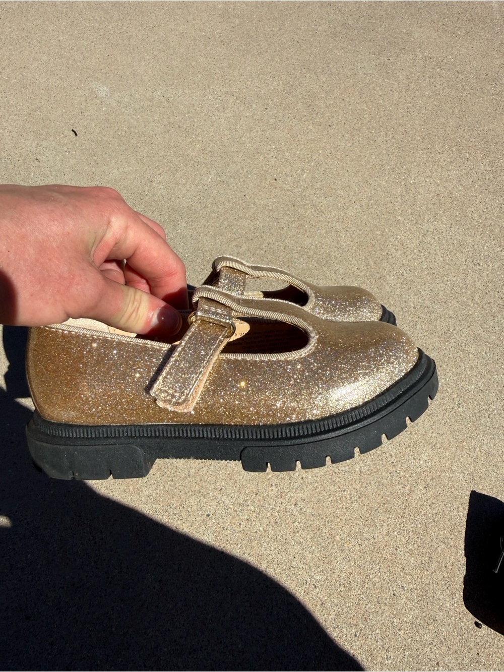 Girls Gold Glitter Mary Jane Shoes
